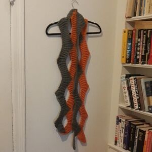 NWOT Gray and Orange Wool Knit Scarf